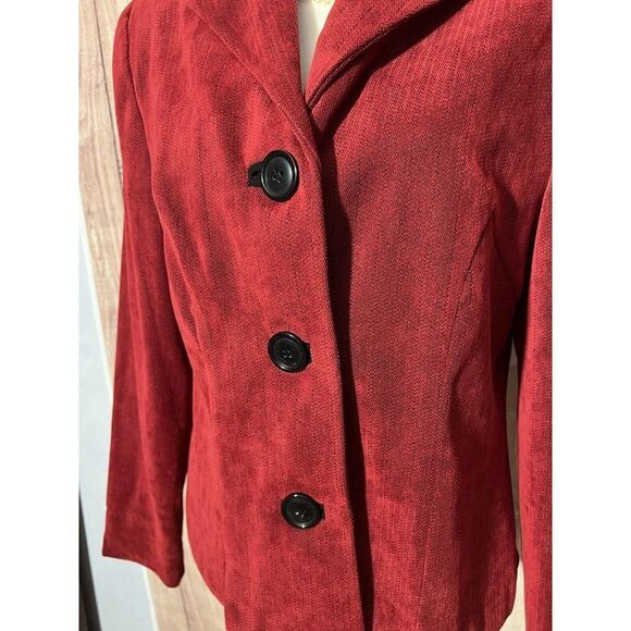 Perceptions Vintage Red Blazer Womens Size 12 Button Up - Picture 4 of 8